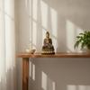 Buddha Statue with Pedestal Gilded AntiqueStyle Figurine for Collectors,