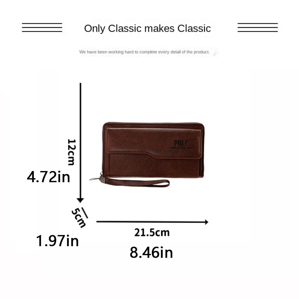 Leather 2 Fold Purse Large Capacity Men's Hand Bag Casual Men's Long Wallet  Outdoor