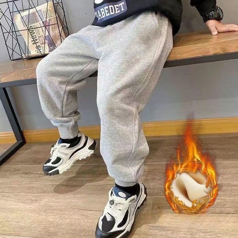 

Детские спортивные штаны для мальчиков и девочек, осенне-зимние толстые повседневные штаны, свободные спортивные штаны для девочек-студентов, детские брюки с надписью Kawaii 140 светло-серый