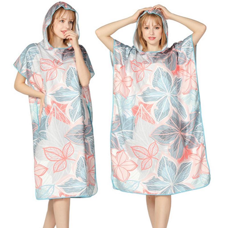 2025 Quick-Dry Hooded Swim Poncho with Zipper - Portable Bathrobe and Beach Towel