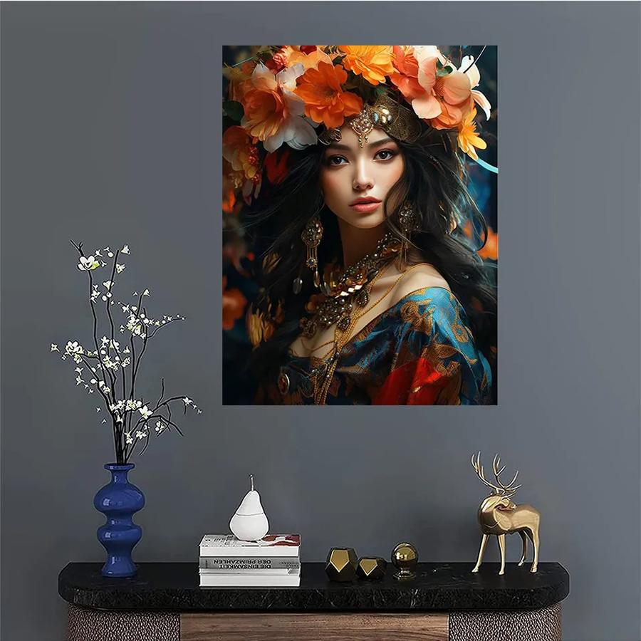 Elegant Women Diamond Painting Diy Full Square Round Drill Rhinestone Embroidery Woman Flower Mosaic Cross Stitch Kits Wall Decor