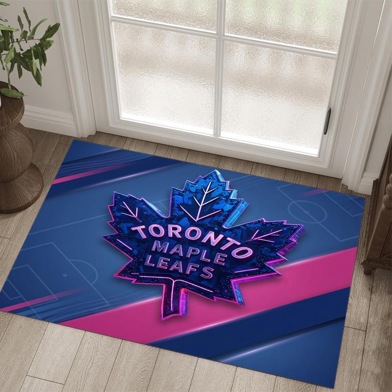 Toronto Maple Leafs Design Crystal Velvet Carpet Cozy Non?Slip Printed Rug For Bedroom Living Room Entrance