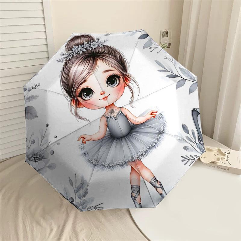 

1PC Ballerina Flowers Umbrella-8-Rib Reinforced Portable Folding Travel Suitable for All Seasons Outdoor Daily Use-J395