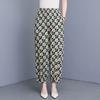 Woman Summer High Waist Pants Plus Size Elastic Waist Floral Lantern Pants