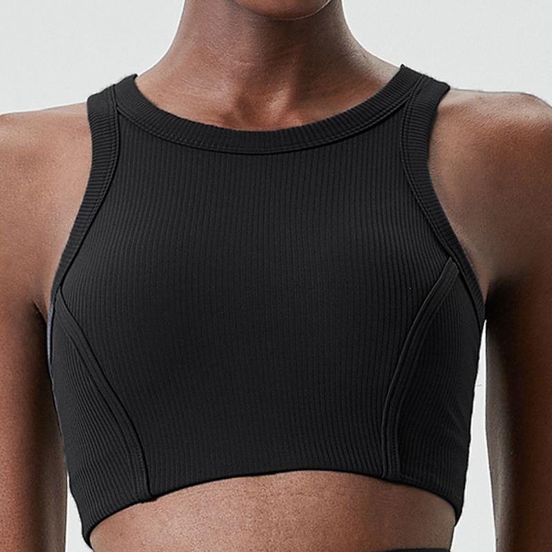 High Collar Willow Leaf Thread Beauty Back Exercise Underwear Women's High Strength Bubble Wrap Running Workout Bra Yoga Vest