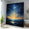 Starry Night Landscape Waterproof Mildew-Resistant Shower Curtain - Enchanting Design for a Tranquil Bathroom Décor Experience