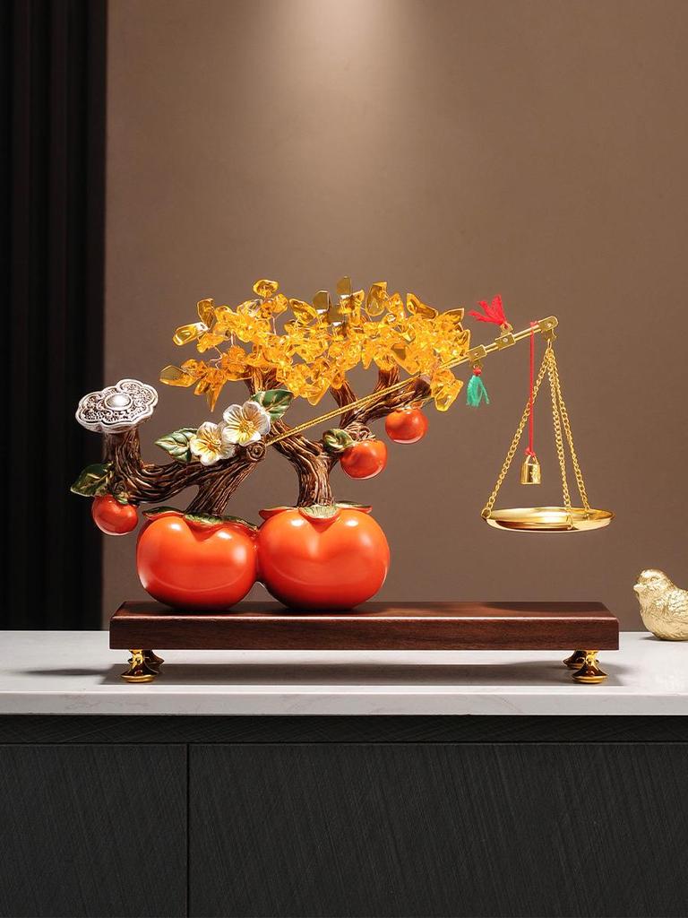 Luxurious Persimmon Wealth-Attracting Ornament - Foyer & Living Room Fortune Tree, Perfect Housewarming Gift for New Home