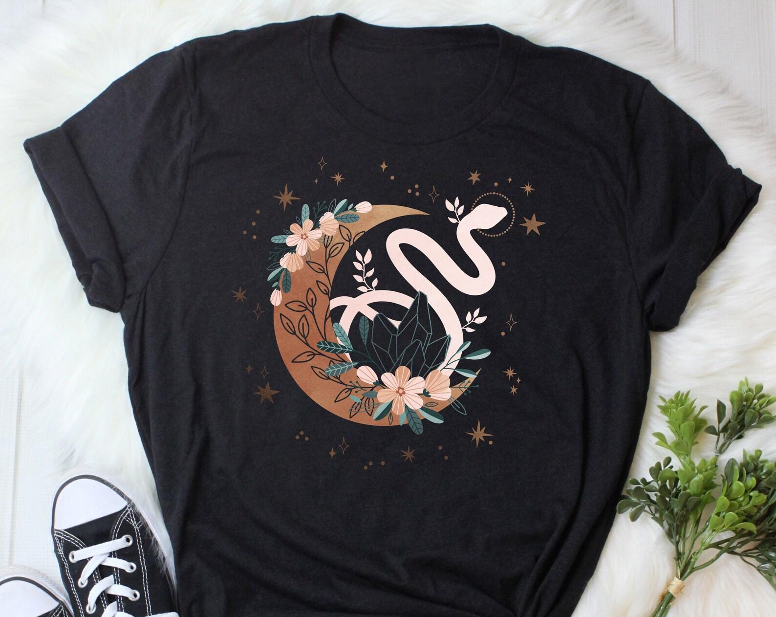 Snake Shirt, , Reptile Tshirt, Snake Lover Gift, Python T-shirt, Cute Snake Tee, Snake Mom, Dad, Year, Celestial, Occult, Moon. 100