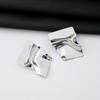Silver Needle Geometric Textured Square Stud Earrings with Concave-Convex Design