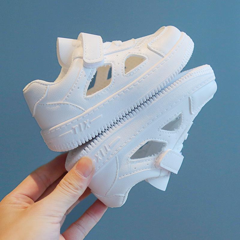 Kids Summer Breathable Mesh Sneakers Boys Girls Hollow Soft Sole Casual White Shoes Baby Lightweight Running Trainers