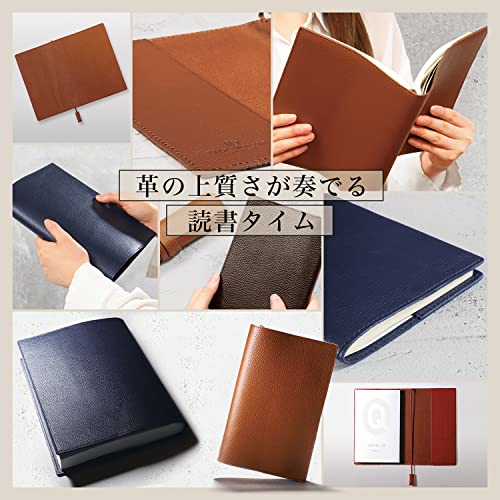 [BLUE SINCERE] A5 Genuine Leather Book Cover with Bookmark, Fits Thick A5 Books, Vegetable-Tanned Cowhide Leather, Brand Name Book Cover for Men and W