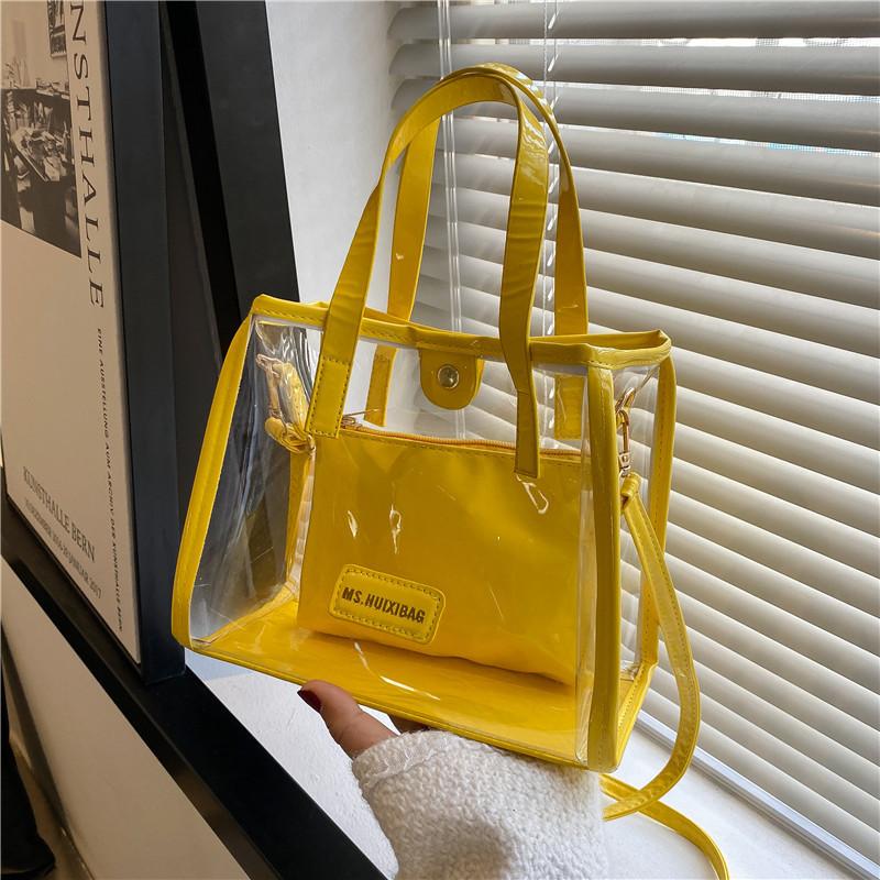 Borsa in PVC Trasparente Gelatina Borsa da Spiaggia Borsa a Shopper Impermeabile Trasparente Borsa a Spalla