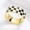 New Fashion Enamel Ring Chessboard Wide Ring Fashion Women with Personality Casual Jewelry