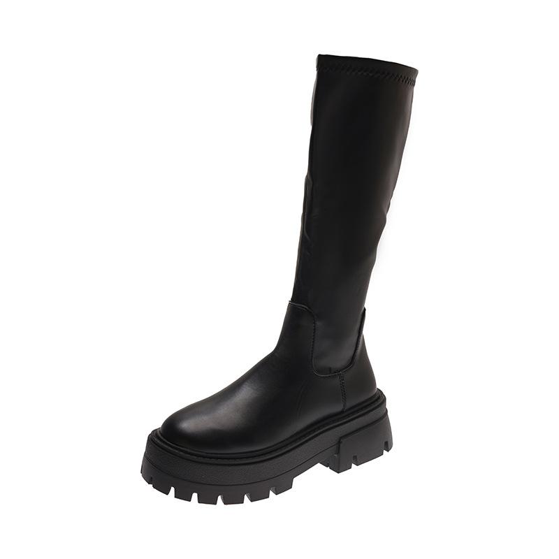 Skinny boots New long boots Women's small long boots Knight boots Tall tube Tall tube Skinny elastic tide thick bottom