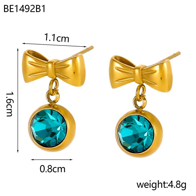 

CARLIDANA Vintage Waterproof Fashion Drop Earrings Stainless Steel Non-fading Earrings Crystal Colorful Earrings for Women