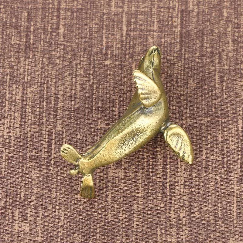 Cute Antique Antique Vintage Fun Seal Antique Brass Handle Creative Solid Copper Handicraft Collectible Ornaments