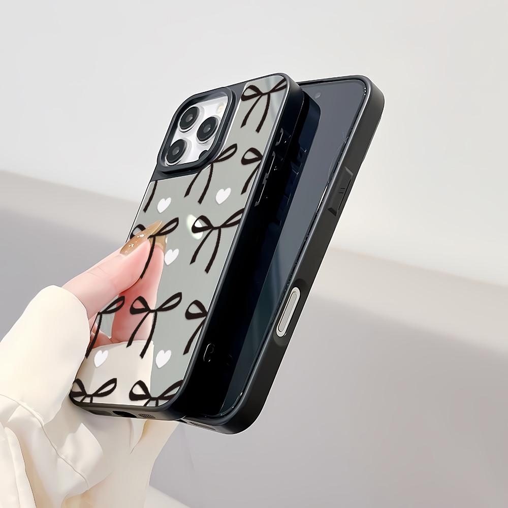 Spiegel Handyhülle für iPhone 15 11 13 14 für 15 16 Pro Max 12 13 16 Pro Wolke Blume und Tier Niedlicher Stil Handyhülle