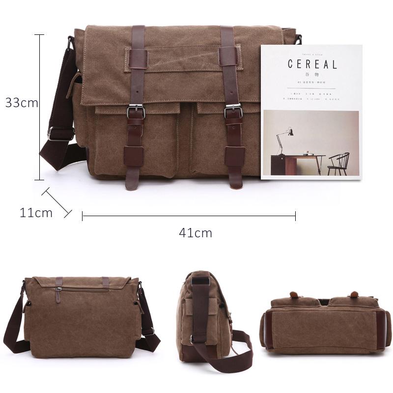 Men Business Messenger Bags For Men Shoulder Bag Vintage Canvas Crossbody Pack Retro Casual Office Travel Bag