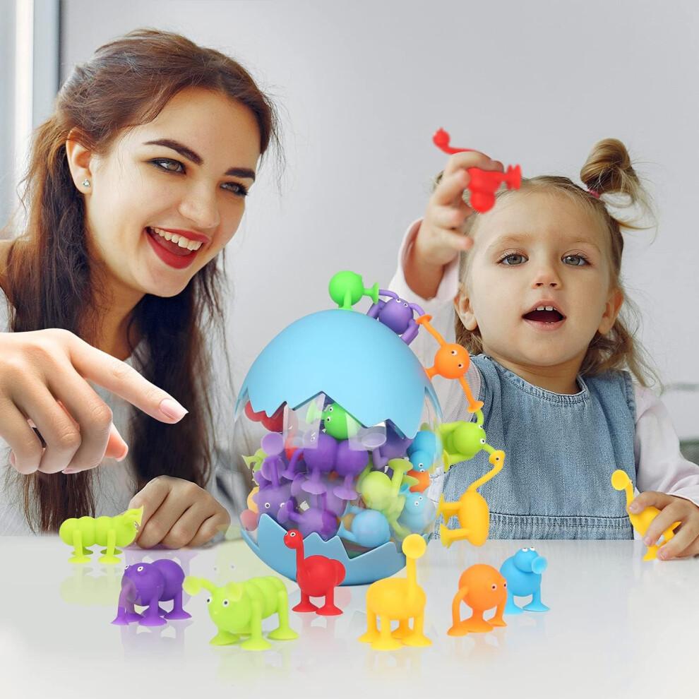 Brightly Colored Travel Bath Toys, Safe Suction Toys For 3 Years And Up, Dishwasher Safe Montessori Sensory Toys, Stress Relief Suction Bath Toys
