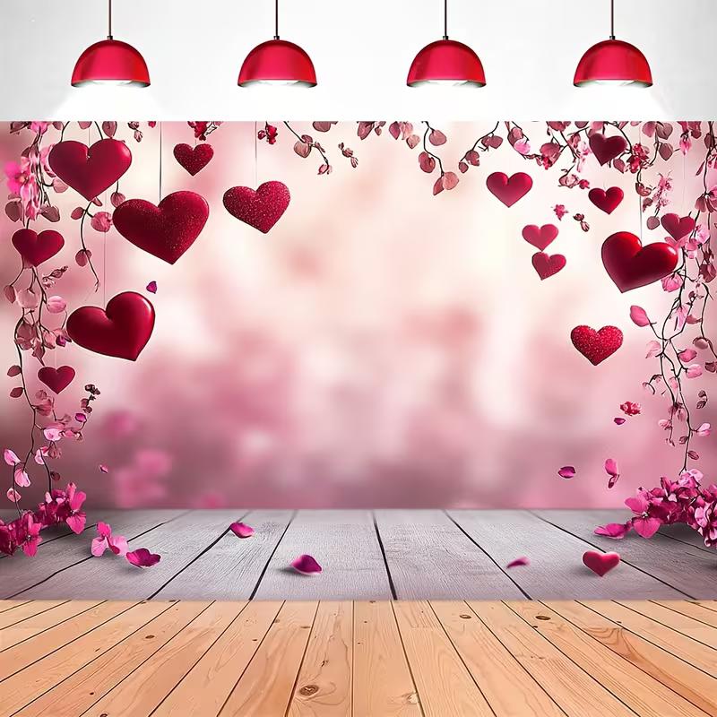 2D Valentines Day Red Heart Backdrop for Wedding Photoshoot