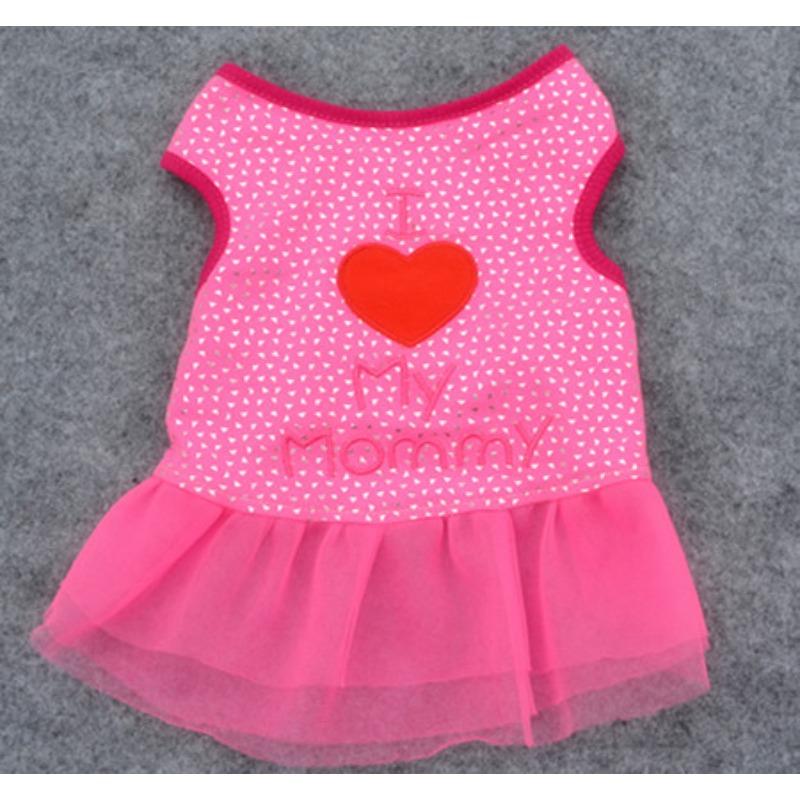 Pet Puppy Clothes Patch Embroidery Love Mom Skirt Love Dad Vest