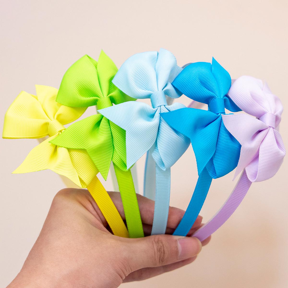 

5 шт. 3-дюймовых ленточных бантов для волос, повязки на голову для девочек, пластиковые зубчики, резинки для волос, банты из репсовой ленты, повязка на голову, детские аксессуары для волос