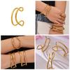 Korean Double Circle Arc Open Bracelet: Niche 18K Gold-Plated Stainless Steel Design
