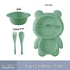 Cute Cartoon Kids' Divided Plate & Feeding Set: 4-Piece Infant Bowl, Spoon & Fork
