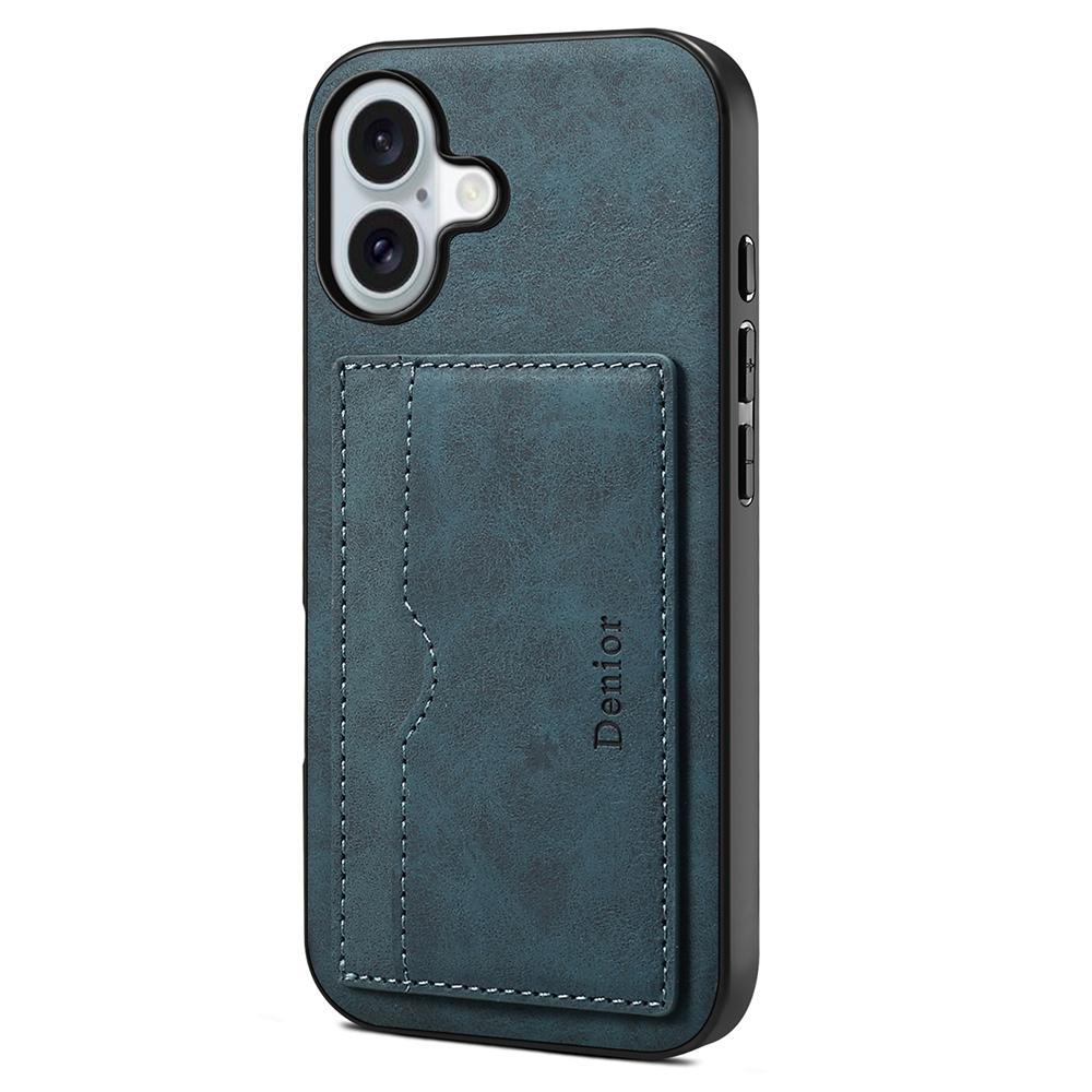 DENIOR For iPhone 17 Case Card Holder Kickstand Leather Phone Back Cover