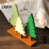 Seasonal Table Sign Wooden Christmas Tree Sign, 3 Colors Pine with Holiday Desktop Ornament Base, Rustic Xmas Decoration for Party Festival