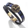 JMXD 12 Zodiac Punk Style Studded Leather Bracelet Hand-Woven Rope Zodiac Band Fashion Accessory Unisex Gift
