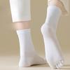 Women's Spring Five-finger Socks, Solid Color Sweat-absorbing Mid-calf Cotton Socks, Boneless Sewn Anti-pilling Toe Separation Socks