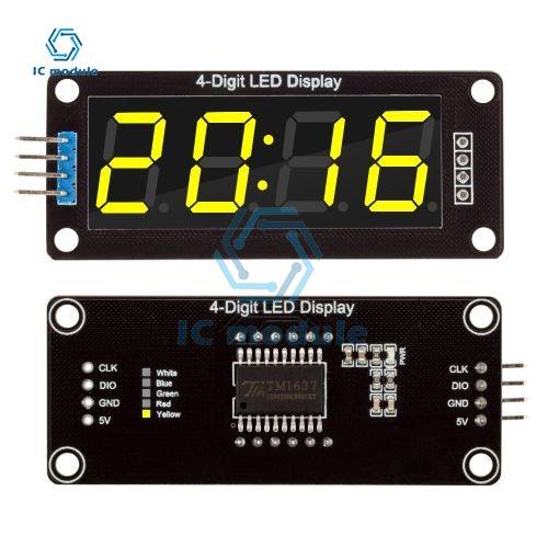 TM1637 0.56" 4 Bit LED Digital Tube Display 7 Segments Yellow/White/Red/Green/Blue Clock Digital Tube Display Module for Arduino