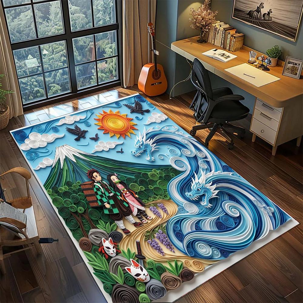 Demon Slayer Tanjiro Home Decor Floor Mat Non Slip Large Area Washable Rug Carpet Gamer Room Bedroom.-TING