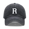 Vintage Washed Cotton Dad Hat Baseball Cap - 2-Tone A-Z Initial Embroidery Adjustable Unisex Team Cap for Men Women