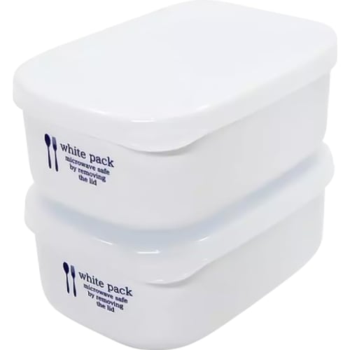[Simple design storage container] White Pack 280, microwave-safe, size approximately 113 x 81 x 46 mm, set of 2 [2-pack]