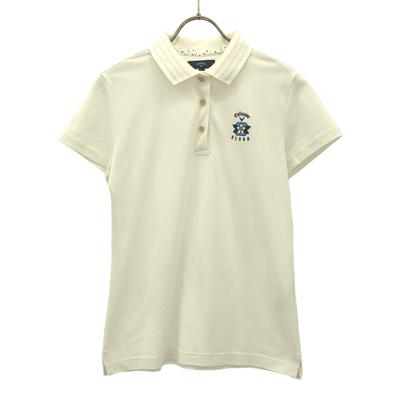 Stickerei Golf Kurzarm Poloshirt L weiß Piquéstoff Damen Gebraucht