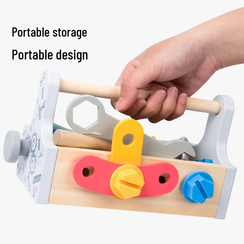 Children's Wooden Educational Screw Nut Toy: Portable Brain-Teasing Creative Tool Basket