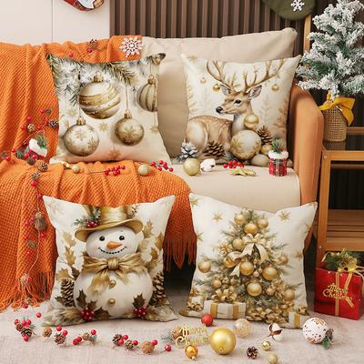 Christmas Pillow Cover Car Back Seat Cushion Indoor Versatile Holiday Decoration Sofa Cushion