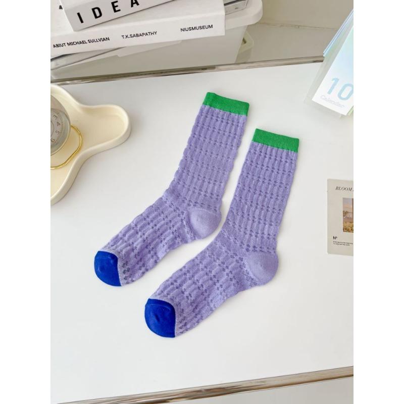 

Летние тонкие носки, Женские хлопковые носки, Бесшовные носки из хрустального шелка, Дышащие и универсальные, Сетчатые носки, Белые носки 1 pair фиолетовый