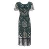 1920s Gatsby Sequined Evening Gown with Tassels