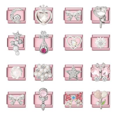 Cute Bow Knot Heart Moon Butterfly Star Candy Flower Italian Charm Links Fit 9MM Stainless Steel Bracelet Girls' DIY Making Gift