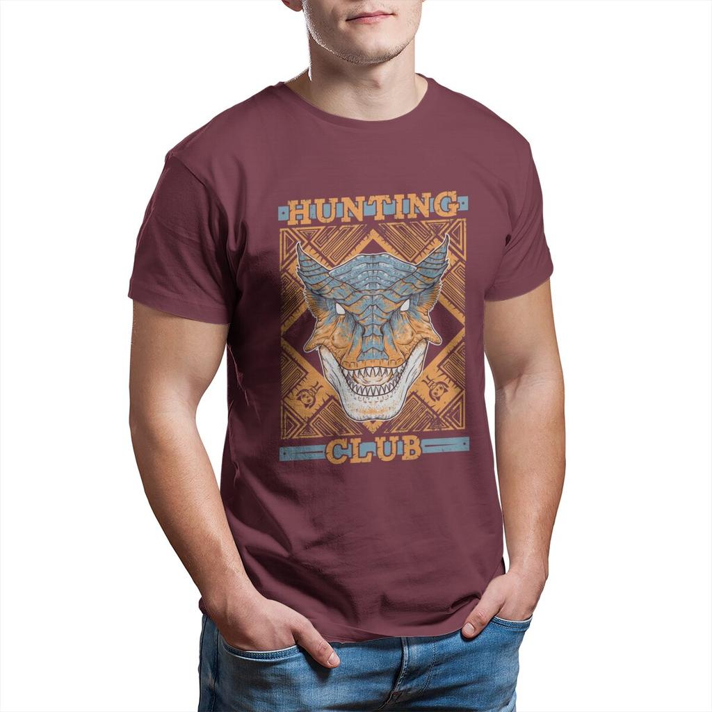Monster Hunter World  Hunting Club Tigrex Unisex T-Shirt for Men 100% Cotton Novelty T-Shirt  RPG Game Tees  Tops Printed