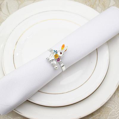 6Pcs Napkin Ring Eye-catching Exquisite Alloy Easter Rabbit Napkin Circle Party Decor Home Supplies