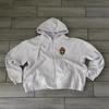 Graues besticktes Kapuzenpullover- und Jogginghosen-Set - Amerikanischer lässiger Herbst-/Winter-Trend