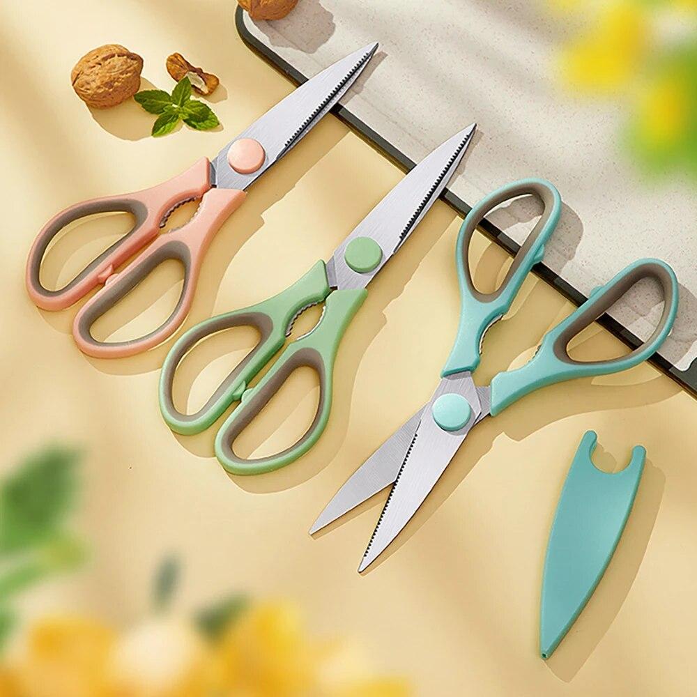 Stainless Steel Household Kitchen Scissors Dual Color Plastic Handle Multi Purpose Vegetable and Food Cutting Kitchen Tools