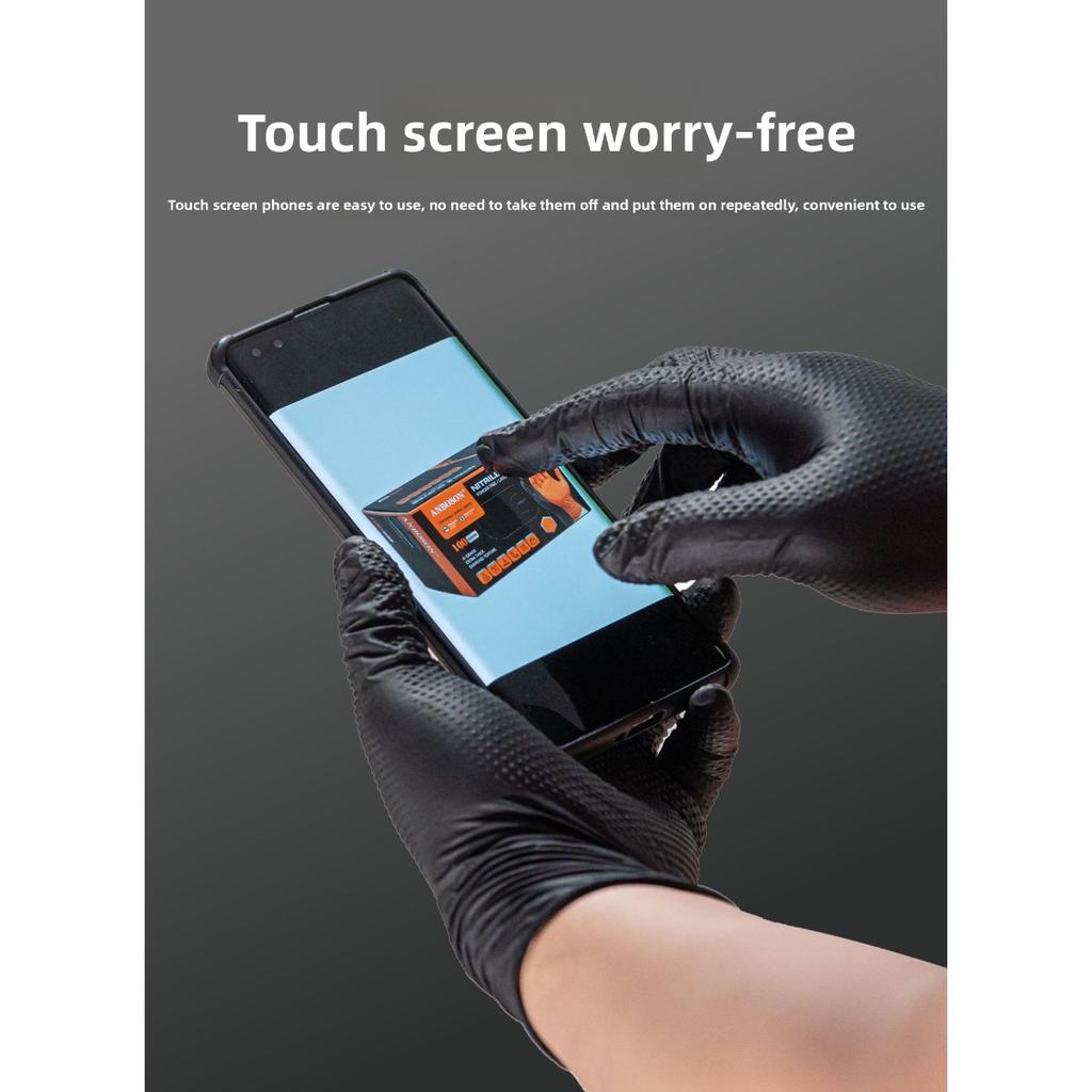 Épaisseur Extra 100-1 Pièces, Résistants et 8 Mil Gants Jetables en Nitrile Motif Diamant Orange - Texture Diamantée Surélevée, Sans Poudre et Sans Latex