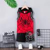Spiderman Kids Short Sleeve Twopiece Set With Hoodie Cotton Summer Outfit For Children