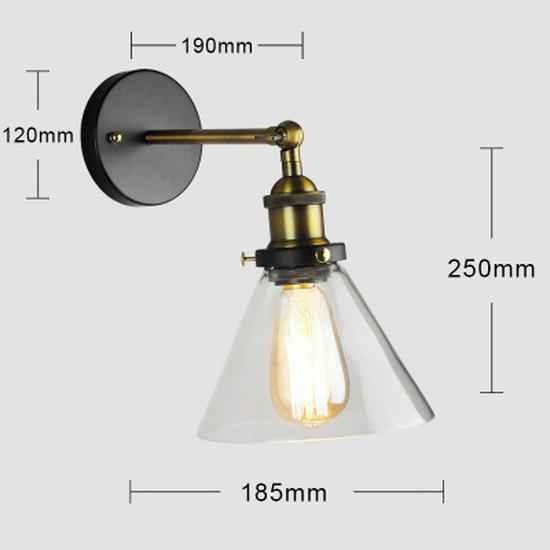

Vintage Glass Wall Lamp for Bar, Coffee Shop, Library, Restaurant, or Bedroom Clear Glass (no bulb)