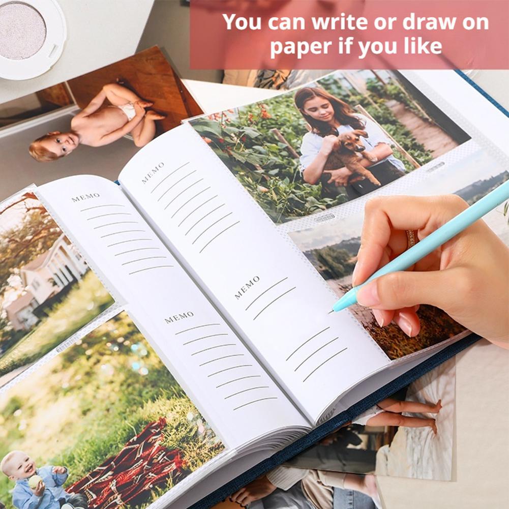 Álbum de Fotos com Capa de Tecido Elegante e Estilosa, Colagem sem Descoloração com Moldura, Capacidade para 200 Fotos de 6 polegadas